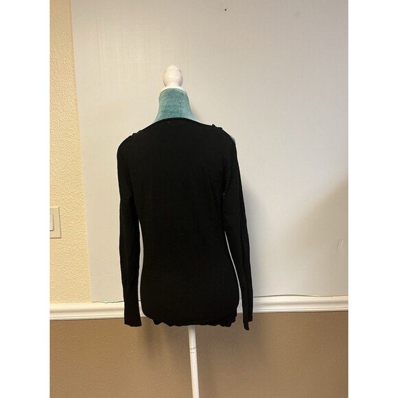 Cache Black Cutout Shoulder Knit Top – Women’s Size L – Long Sleeve V-Neck - Picture 3 of 5